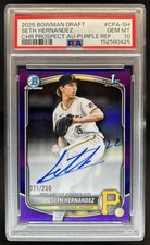 2025 Bowman Draft Seth Hernandez Chrome Auto Purple Refractor 1st #/250 PSA 10