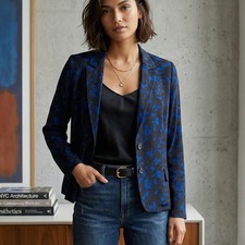 DEREK LAM 10 Crosby Silk Blazer Jacket Black ...