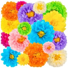 Mexican Paper Flowers Fiesta Tissue Flower Birthday Backdrop Decor 24 PCS