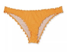 Shade  Shore High Leg Extra Cheeky Ruffle Bikini Bottoms size S 4-6 Yellow NEW