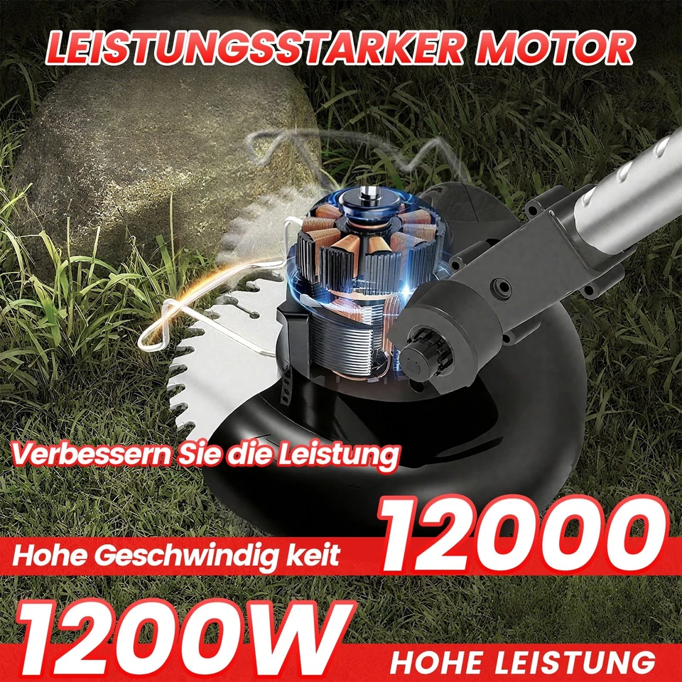 21V Elektro Akku Rasentrimmer mit 2 Akku und Ladegerät Freischneider Motorsense - Bild 3 von 4