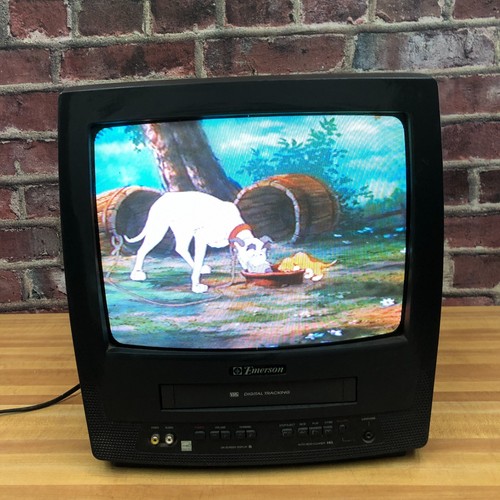 Emerson EWC1304 13” CRT TV VHS Combo Tested Working Retro Gaming AV Inputs