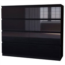 High Gloss 8 Drawer Chest of Drawers Wide Storage Bedroom Furniture