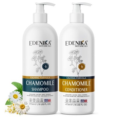 Edenika Chamomile Shampoo & Conditioner Set, Calming & Nourishing Hair Care 16oz