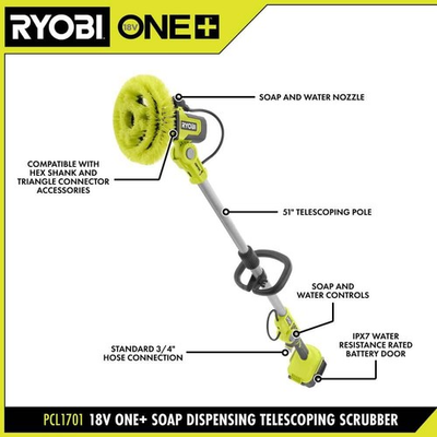 #ad RYOBI ONE 18V Cordless Soap Dispensing Scrubber Tool Only $99.95