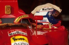 Alain Prost helmet and gloves Spanish GP Jerez Spain 30 September - Old Photo