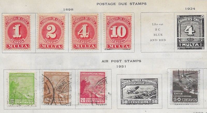8 Chile Back of Book Stamps from Quality Old Antique Album 1898-1931