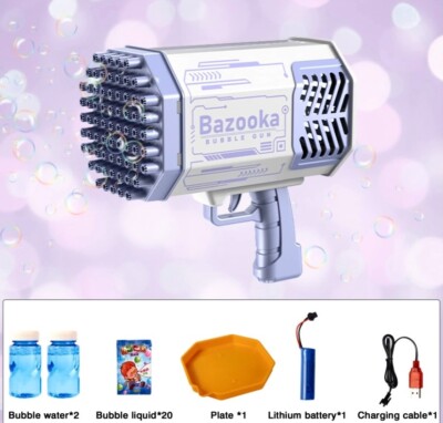 Upgraded 69 Hole Bubble Guns with Lights, Bubble Solution, Bubble Machine Guns,