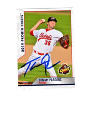 Tommy Parsons signed autograph 2019 Peoria Chiefs baseball card Columbus OH
