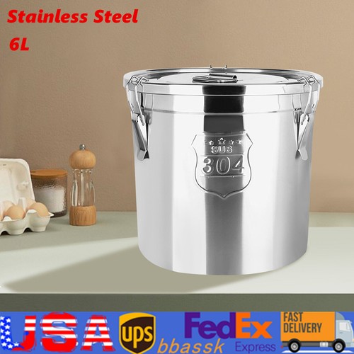 Cereal Container Kitchen Stainless Steel Food Flour Oil Storage Bucket Canister