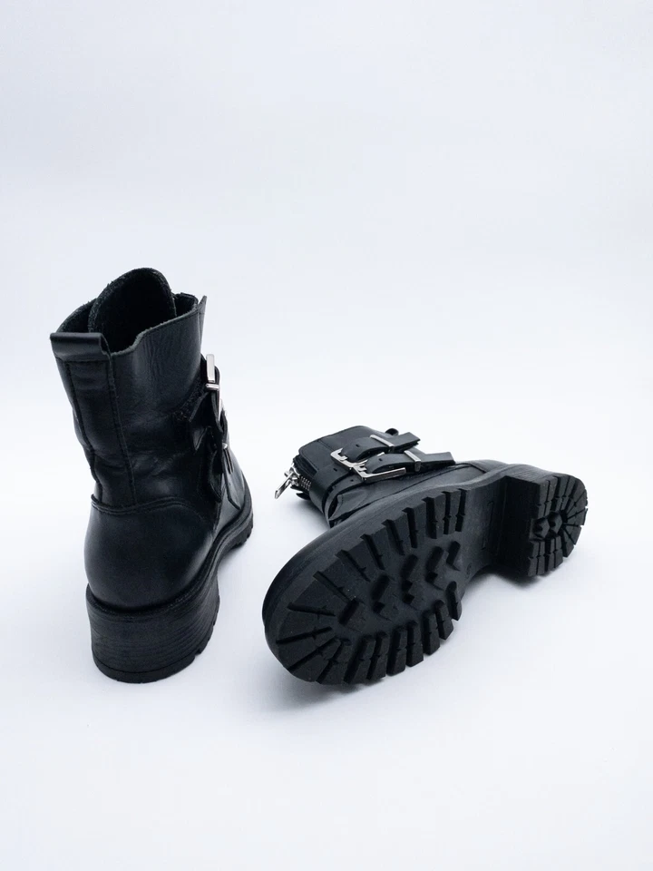 Manfield Bottes Biker Femme Bottes Cheville Taille 40 UE Art 23591-98 - Photo 2/3