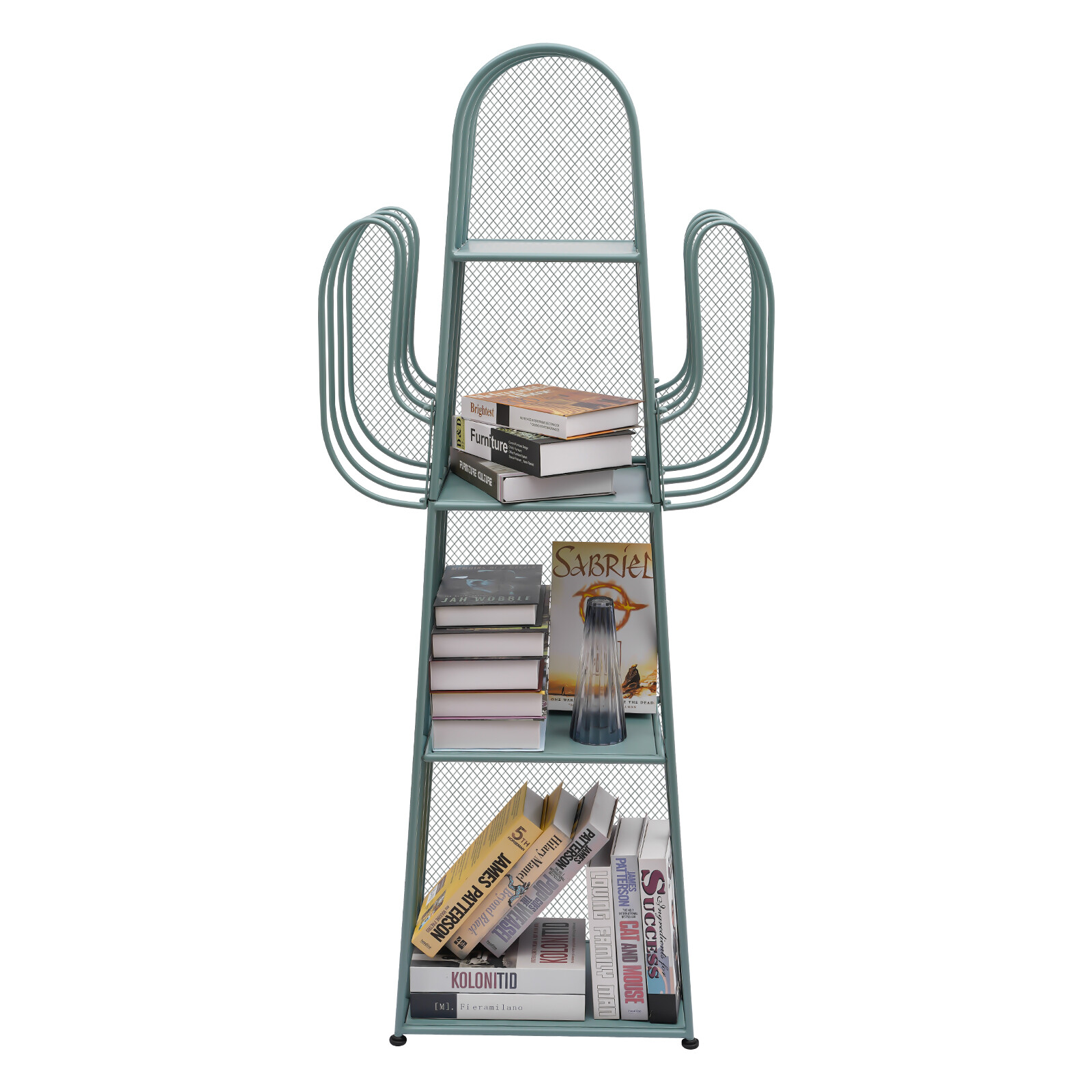 4-Tier Bookshelf Cactus-shaped Storage Organizer Freestanding Display Shelf