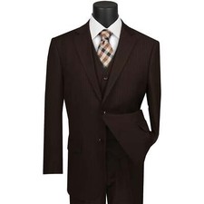 BIG  TALL Men's Brown Pinstripe 3-Piece 2-Button Classic-Fit Suit NWT