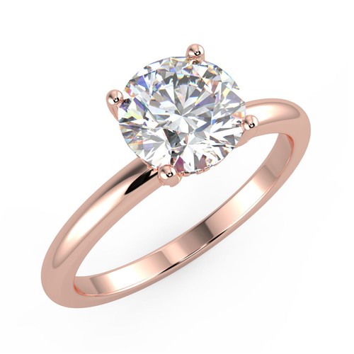 1 1/4 CT Diamond Engagement Ring Round Cut F/SI1 18K Rose Gold Size 6 - 第 4/8 張圖片