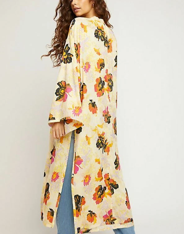 Free People NWT Size Large Jorja Floral Duster Maxi Top New