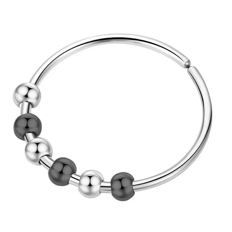 Anillos para mujeres TDAH alivio del estrés ansiedad acero inoxidable móvil estilo esférico A Foto 3 de 4