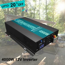 Pure Sine Wave 4000W Power Inverter 12VDC To 120VAC Off-Grid Car Truck Boat RV