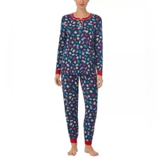 CUDDL DUDS Women's 2-Pc. Brushed Sweater Knit Printed Jogger Pajamas Set