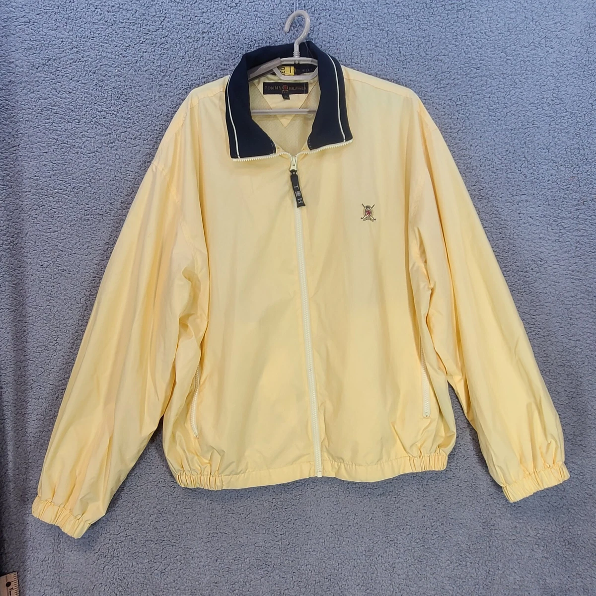 VTG Tommy Hilfiger Golf Mens Windbreaker Jacket Size XL Yellow