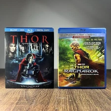 Thor - 2 Movie Lot - Thor 2011 & Ragnarok 2018 - Blu-Ray DVD Digital - Like New
