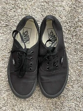 Vans Off The Wall Unisex Black Skate Shoes Low Top Lace Up Size M 5 W 6.5