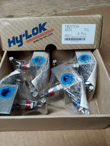 HY-LOK 2-valve manifold 1/2" npt 4pcs, vm2vtv8n, s316, tuc