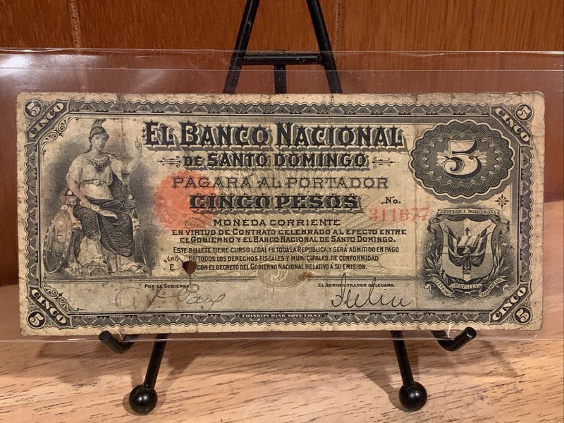Dominican Republic 5 Pesos Banco Nacional De SD PS132 ND 1889 2 Yr Type +Signed+