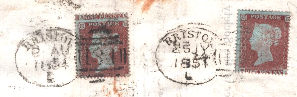 GB DOBLE CUCHARA CANCELAR Bristol 1854 SG.17 Cubierta Re-Publicada VERDE UNIVERSITARIO UDC A4G7 Foto 4 de 4