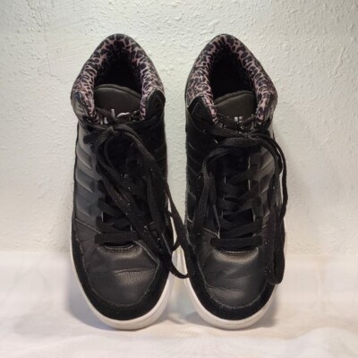 Adidas High Top Sneaker Women's 6.5 Play9tis B74429 Black Leopard Print Casual