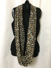 Easter Mother's Day Infinity Thin Scarf Animal Print Brown 70"Circle 19"Wide B14