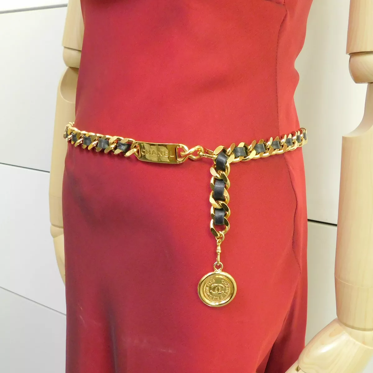 Vintage CHANEL Golden Thick Chain Belt With Round Ball Charm