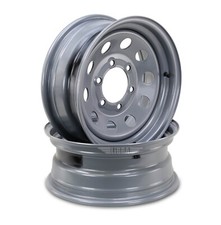Libra 15 X 6 Trailer Wheels 6 Lug On 5.5 Bolt Pattern Silver Mod Set 2-17011
