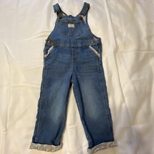 OshKosh B'gosh Girl's Size 4T Denim Overalls Floral Leg Cuffs and Accents