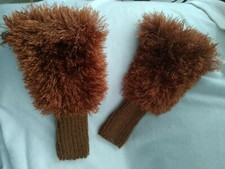 HAND KNITTED RUSTY BROWN W/FAUX FUR BOOT TOPPERS WOMAN'S, ONE SIZE