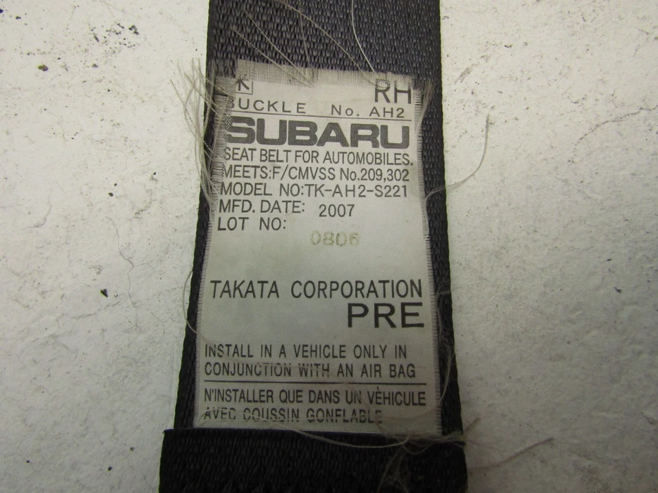 安全带安全带 Impreza WRX 2008 2014 斯巴鲁右乘客侧前 SEDAN — 第 3/4 张图片