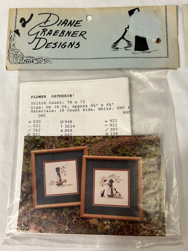 Vintage Lot Diane Graebner Amish Counted Cross Stitch Graphs Baby Animal Flower - Image 2 of 4