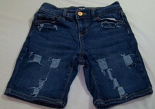 Girls Old Navy Denim Blue Jean Shorts Size 8/8 Distressed dark wash