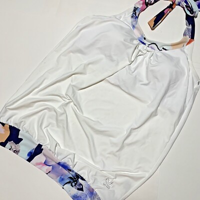  M 8/10 Hapari Navy & White Fusion Blouson Tankini Swim Top Swimwear Swimsuit