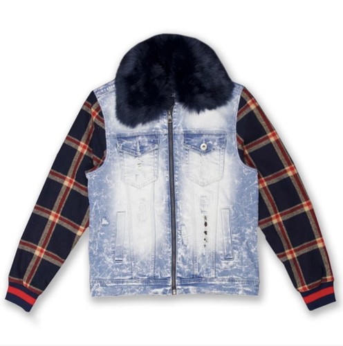Makobi Denim Jacket with/Fur Collar | eBay