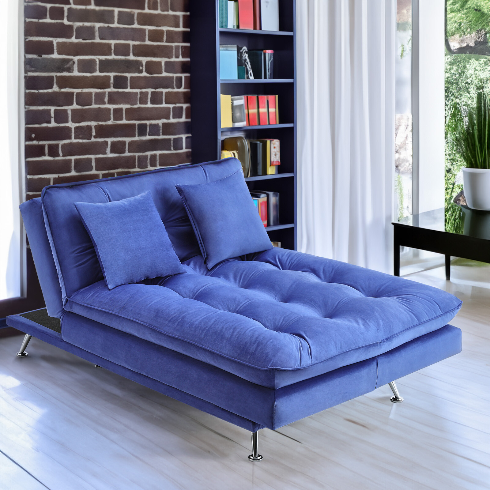 Velvet Sofa Bed 3 Seater Click Clack Living Room Recliner Couch Sofa