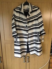 Helene Berman Reverse Swing Coat,white Navy Stripes, Size 14new