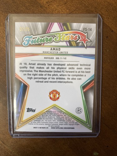 2021-22 Topps UCL Amad Diallo Future Stars Orange / 25 Manchester United #FS-14 - Picture 6 of 6