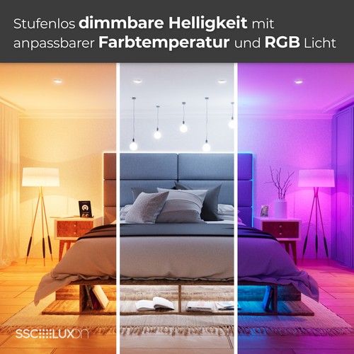 4 Stück CELI-1 Aufbauspot weiß IP44 Spot flach mit WLAN RGB LED dimmbar 4W 230V - Afbeelding 7 van 8