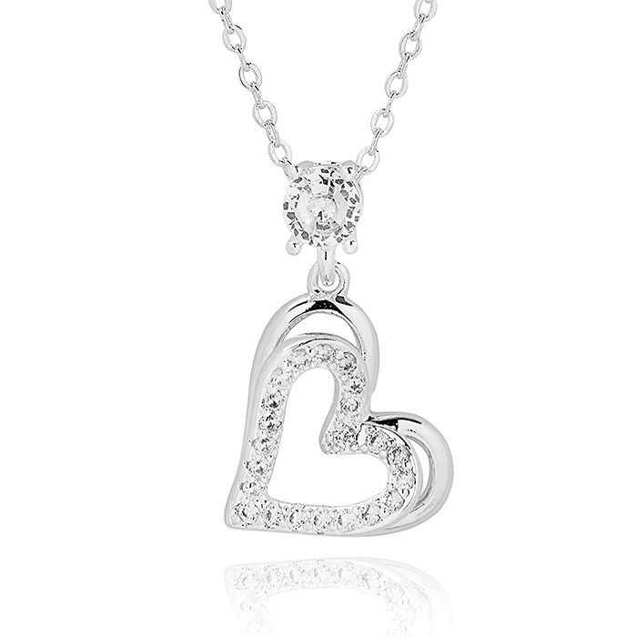 Te Amo Irregular Heart Silver Plated Necklace