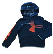 Under Armour Loose Youth Dark Teal/Orange Pull Over Hoodie Size YXS Hm