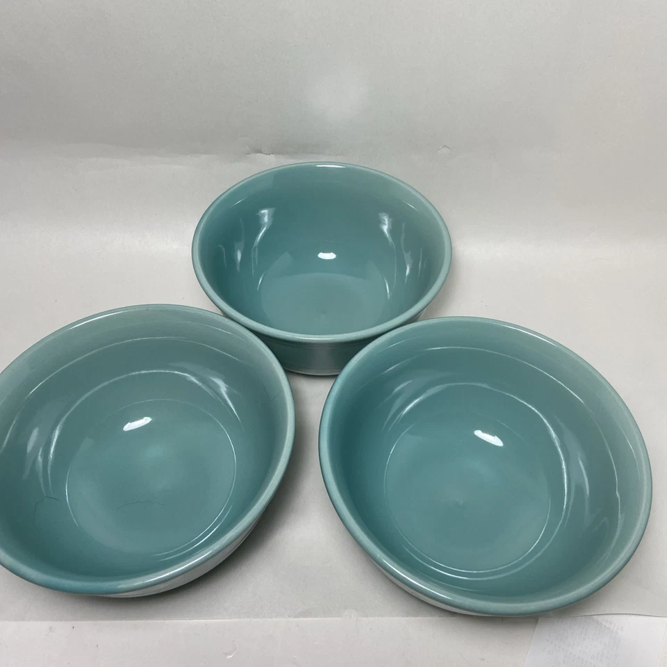 Mainstays Topaz BLUE Aqua Amelia Stoneware 6” Soup Cereal Bowls Set Of 3 - Image 2 of 4