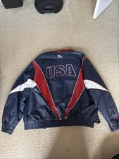 Vintage Team USA Basketball Olympic Leather Bomber Jacket, XL