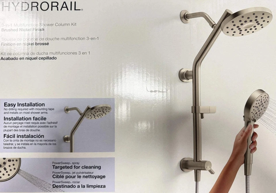 Многофункциональная душевая система Kohler Hydrorail R38001-G-BN 3 в 1 никель - Изображение 3 из 4