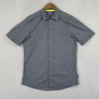 Pearl Izumi Shirt Mens S Blue Cyclist Bike Micro Print Snap Button Short Sleeve