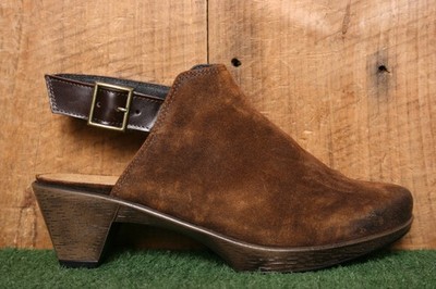 NAOT 'Upgrade' Brown Burnished Suede Block Heel Slingback Mules EUR 39 | US 8